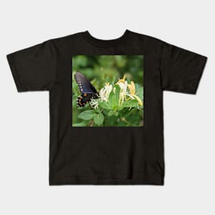 Butterfly on Branch Photographic Image Kids T-Shirt